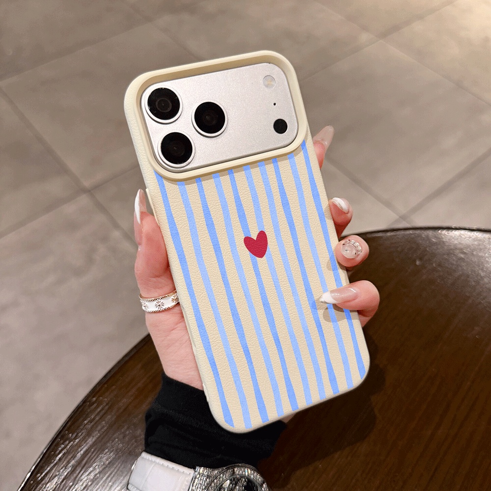 Apple Iphone 16 - Verticale Strepen Hartjes Telefoonhoesje voor iPhone