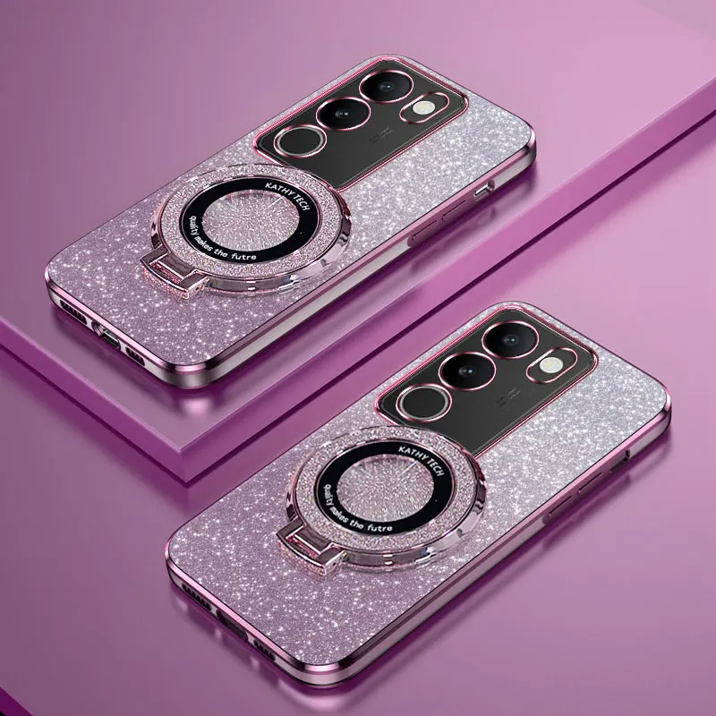 Vivo Y28 - Plating Magnetische Ring Houder Telefoon Case