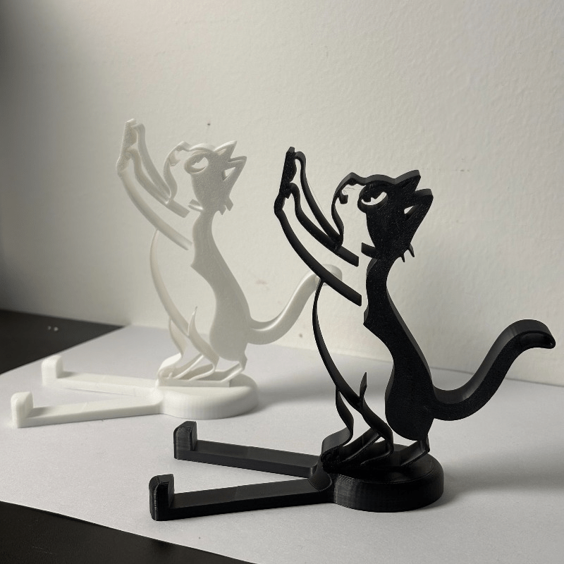 Essential Tablet Accessories - Abstracte holle lijn kattentelefoonstandaard Minimalistische kattenvormige
