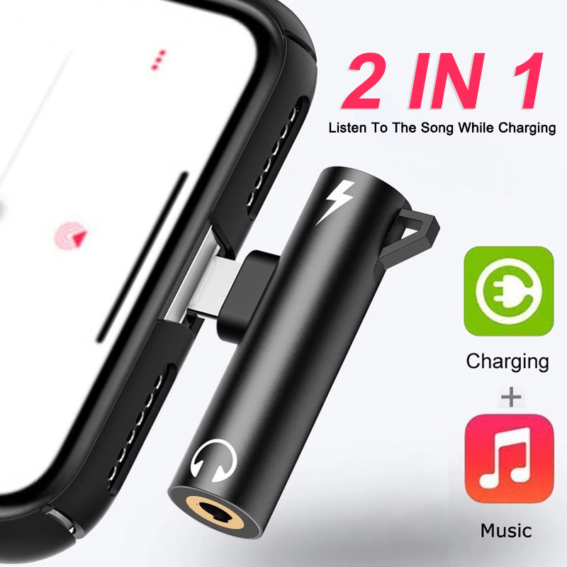 Wired Earphone Lightning - 2-in-1 audio-oplaadhoofdtelefoon dubbele adapter splitter voor