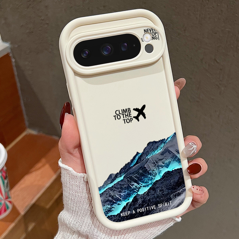Google Pixel 8A - Vliegtuig Sneeuw Berg Patroon Telefoonhoesje Voor