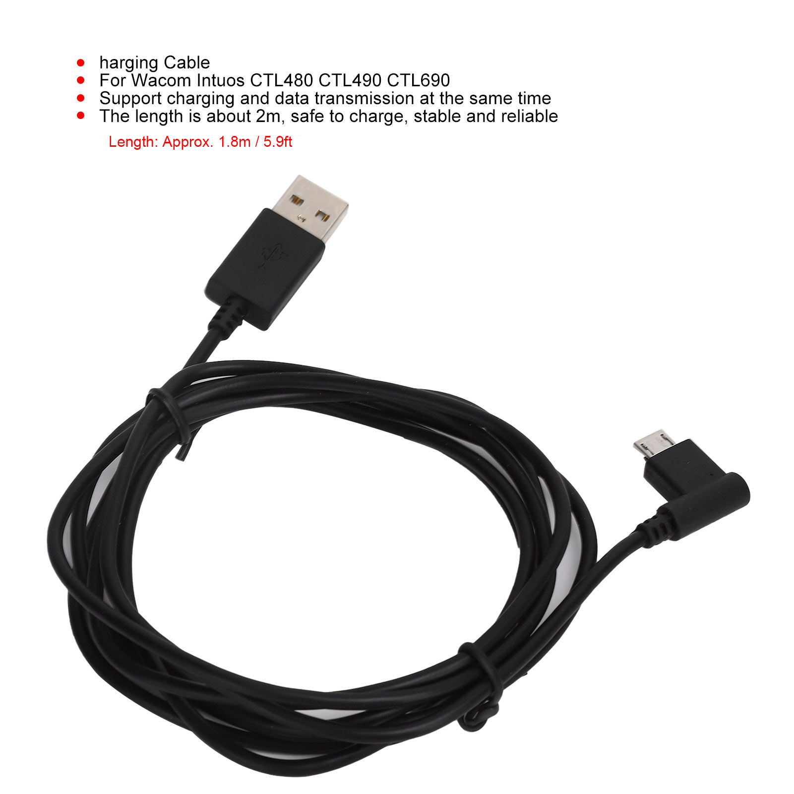Wacom Tablet Accessories - 1,8 m oplaadkabel Voedingskabel Oplaadaccessoire Tekening