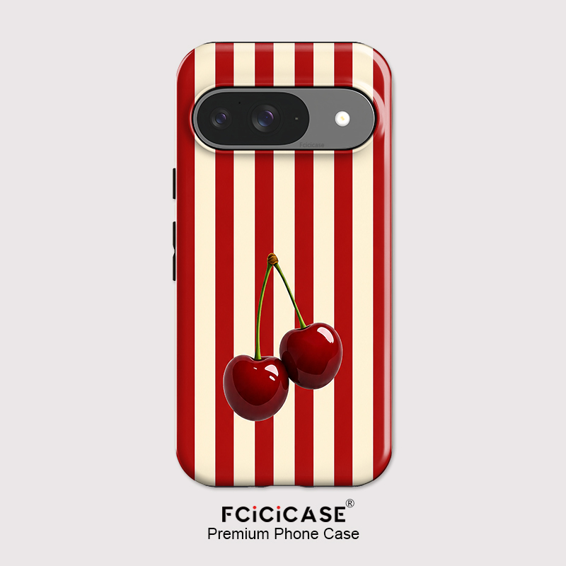 Google Pixel 8A - Fcicicase Telefoonhoesje met kersenstrepenpatroon voor Google