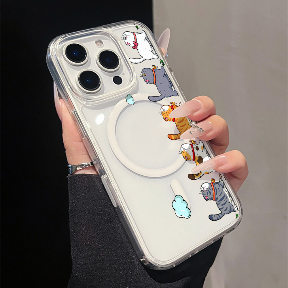 Apple Iphone 16 - Schattige cartoon kat transparante telefoonhoesje voor