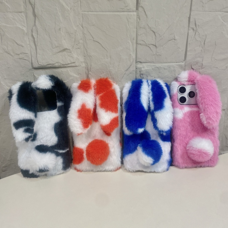 Apple Iphone 16 - Schattige konijnenprint pluche telefoonhoesjes voor iPhone