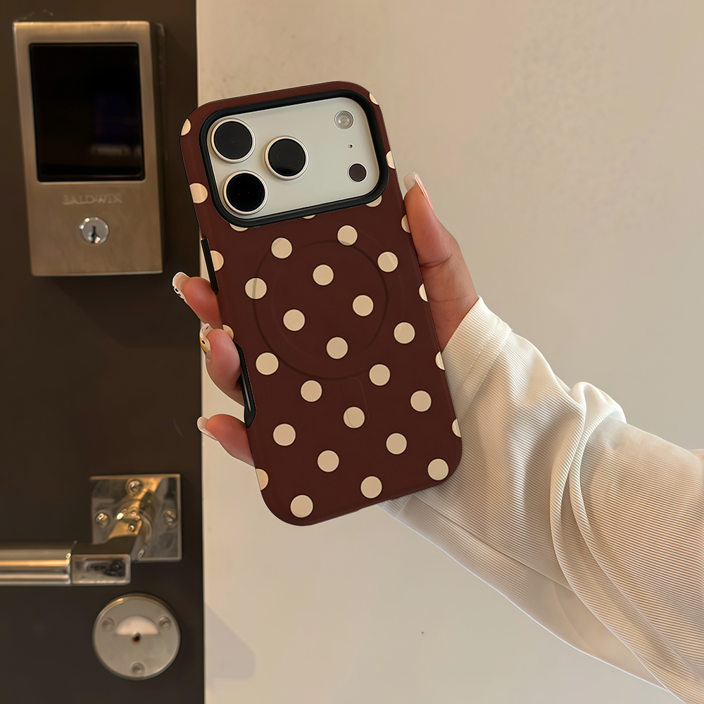Bruin beige polkadot telefoonh - Apple Iphone 16 recensie en prijs